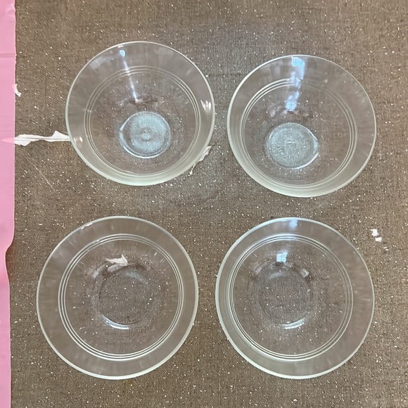 Pyrex No 445 Vintage Clear Glass 3-Ring 5 Oz Custard Cups Set of 4 - Picture 2 of 3